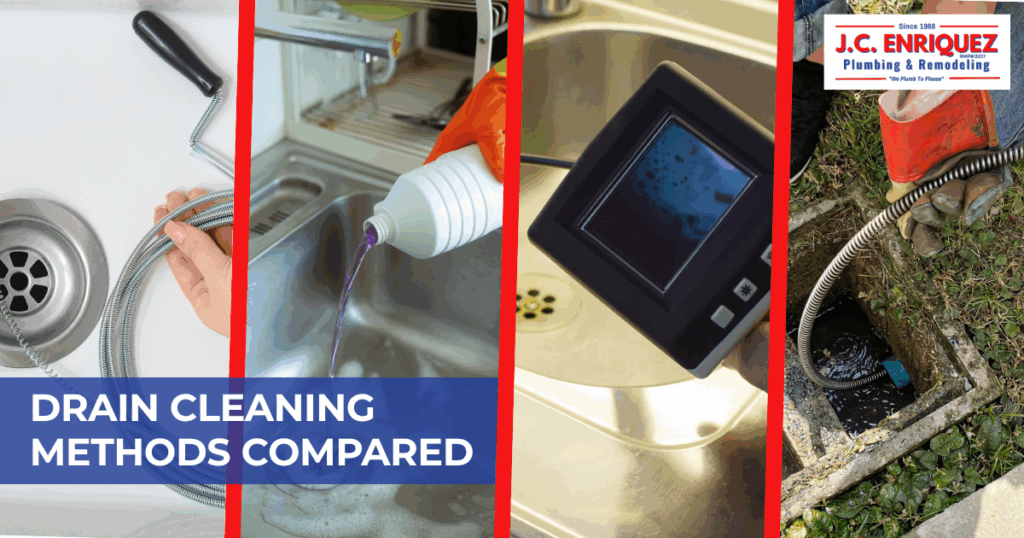 Drain Cleaning Methods Compared: Snaking, Hydro Jetting, Enzymes, and Beyond | JC Enriquez Plumbing