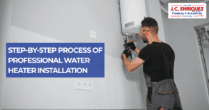 Professional plumber doing water heater installation