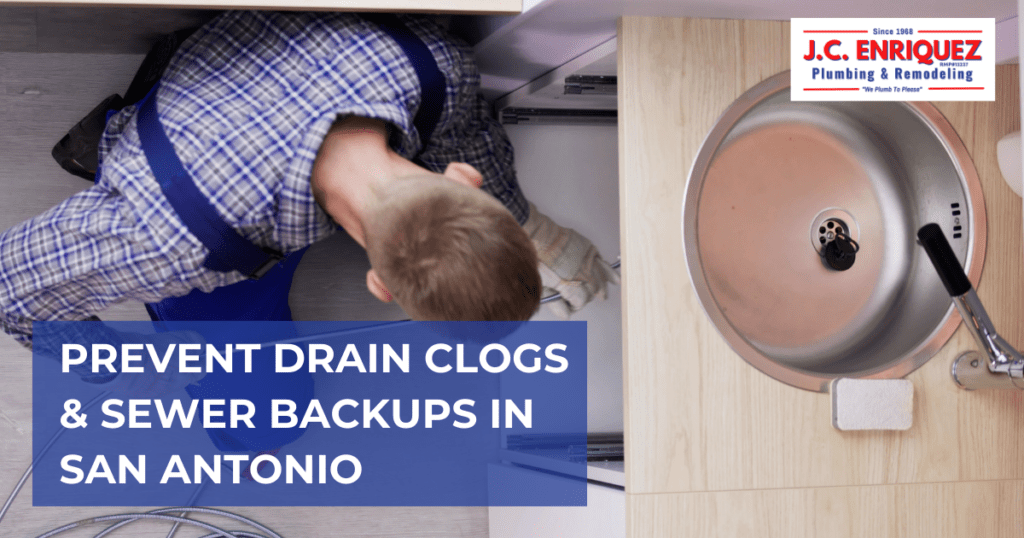 Plumber cleaning clogged drain in San Antonio