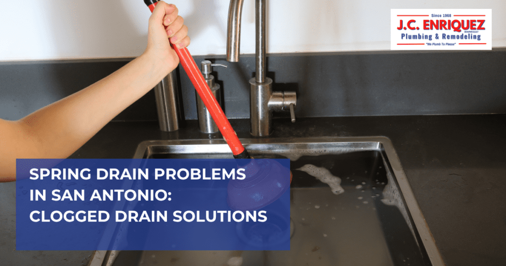 Plumber cleaning clogged drain in San Antonio