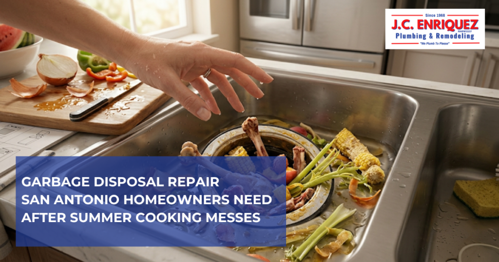 Plumber repairing Garbage Disposal at a home in San Antonio
